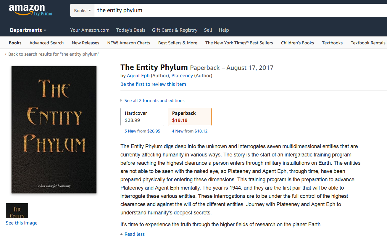 The Entity Phylum Is Now Available On Barnes Nobles Website And